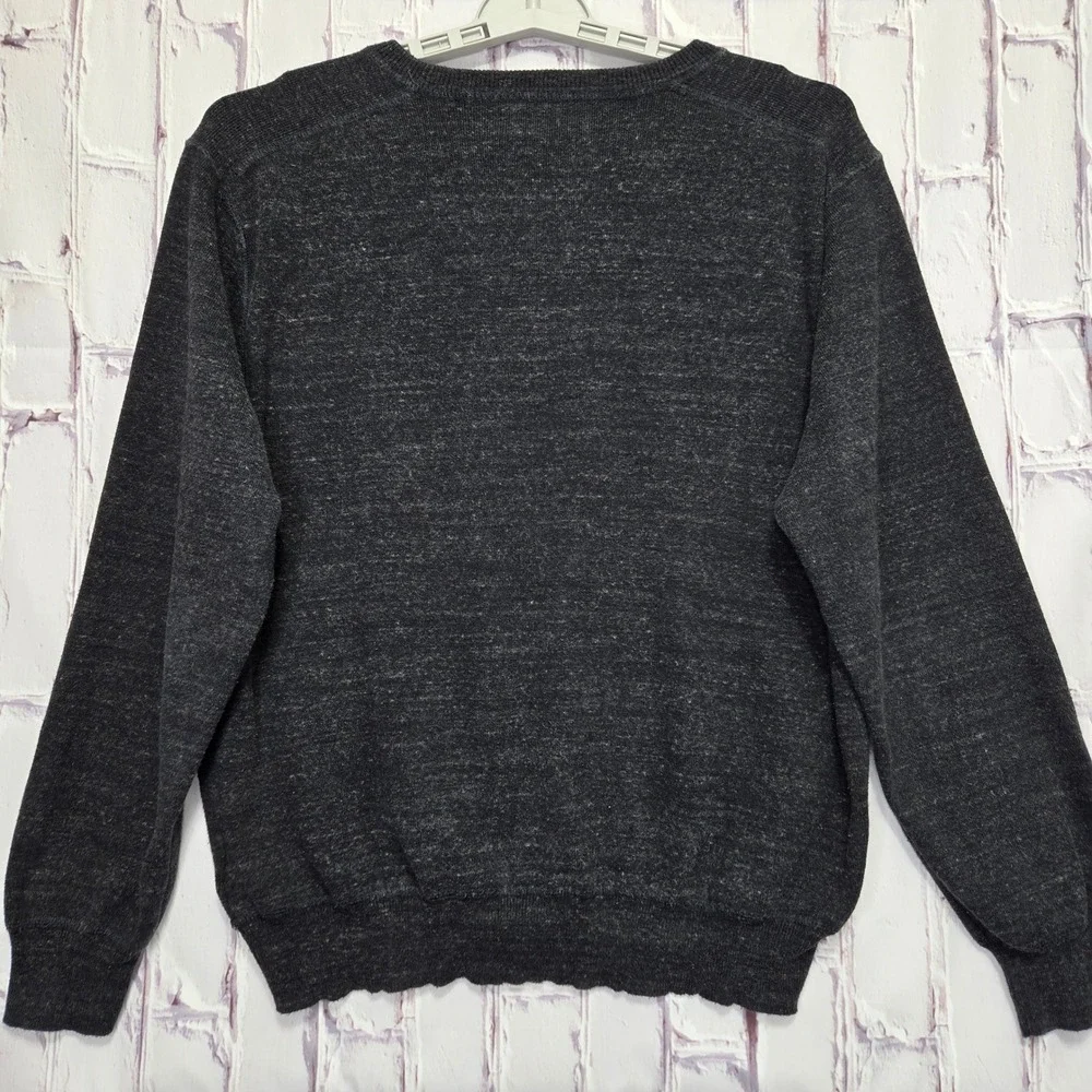 Polo Ralph Lauren Mens Charcoal‎ Gray Heathered Cotton Crewneck Sweater Large LG